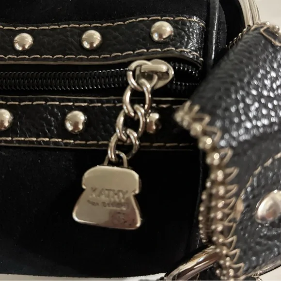 Kathy Van Zeeland Vintage Black Suede Double Kisslock bag - Picture 6 of 14